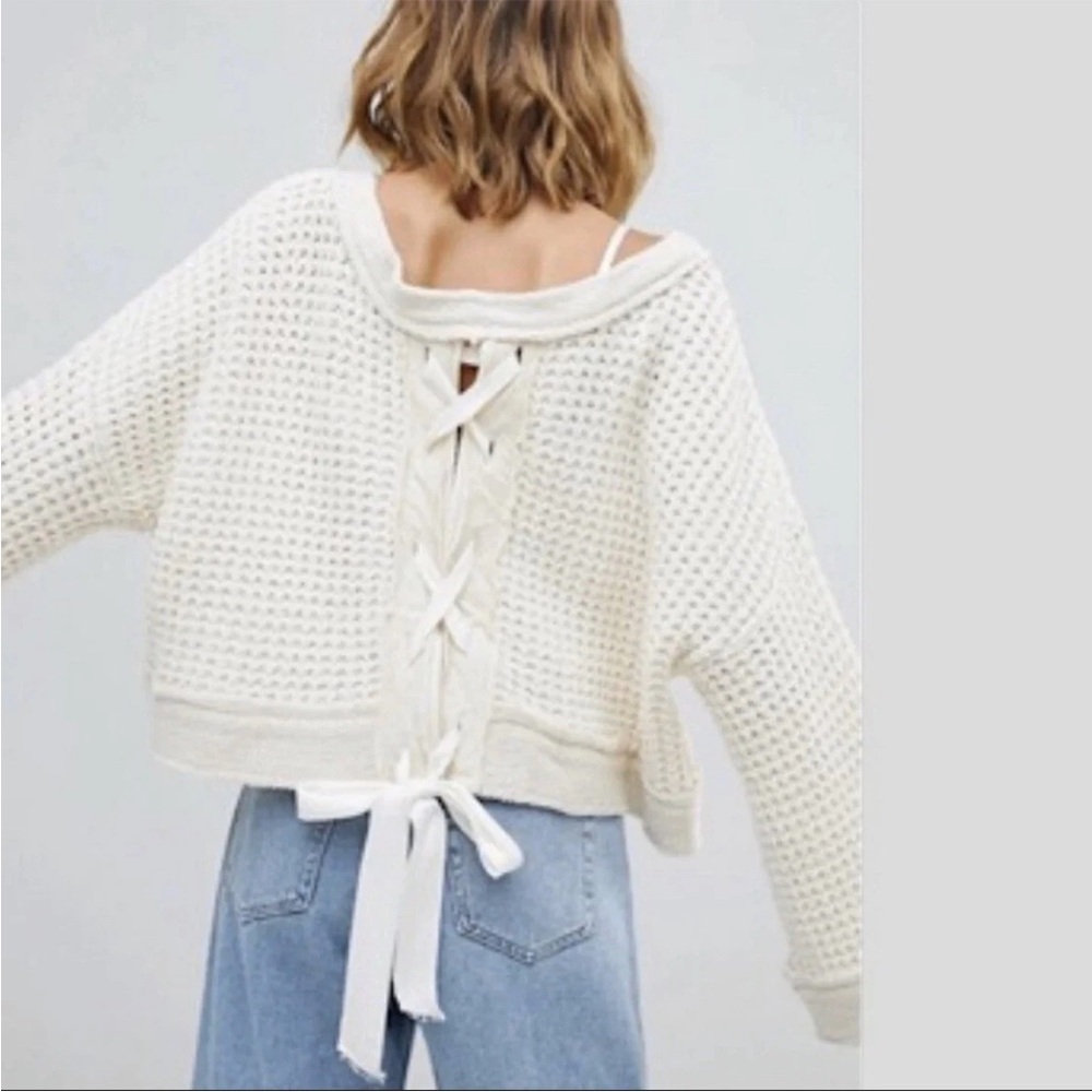 Free People Cream Knit Sweater